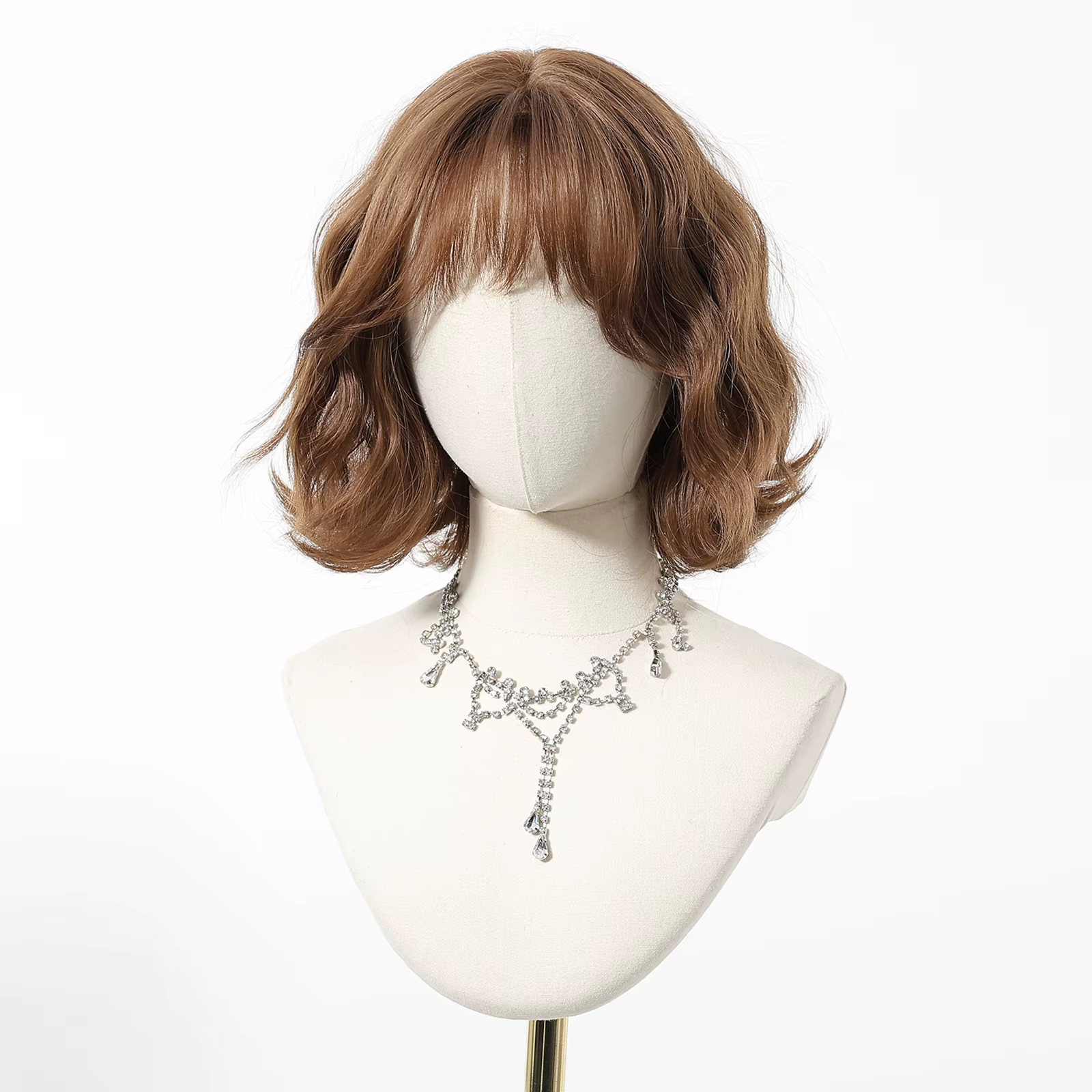 Perruques synthétiques marron miel, perruque courte ondulée pour femmes, faux cheveux naturels quoti