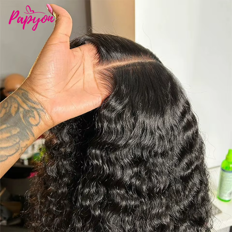 Perruque Lace Frontal Wig naturelle sans colle, cheveux humains, 6x4, prêt à porter, pré-épilés, bou