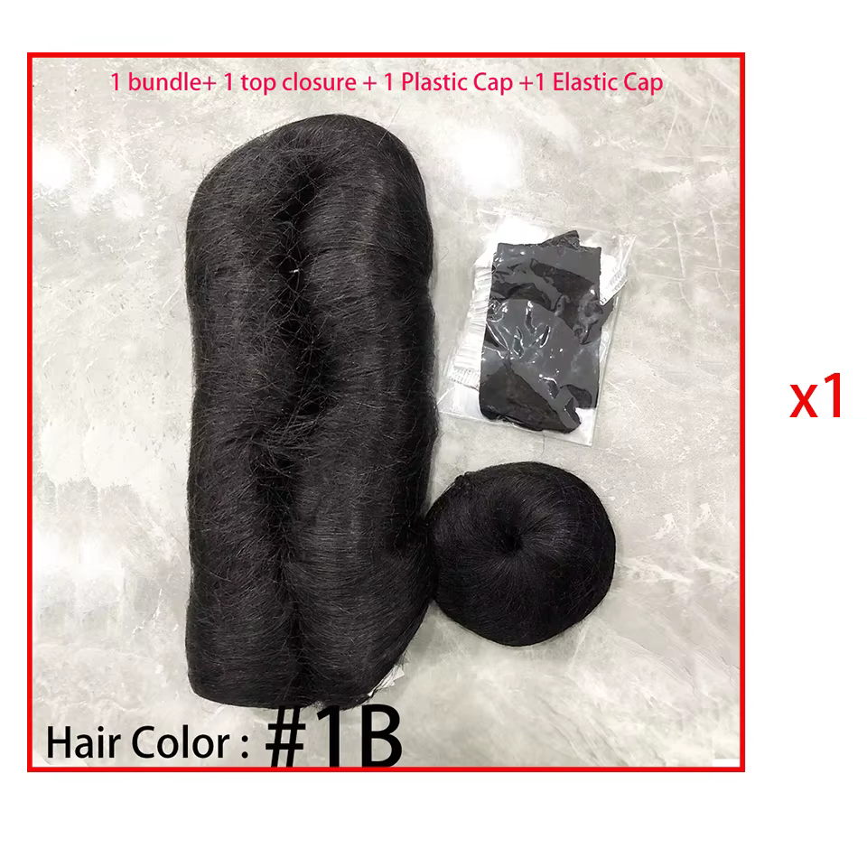 28 pièces extensions de cheveux humains courts brésiliens # 1B un paquet pour une tête complète 100%