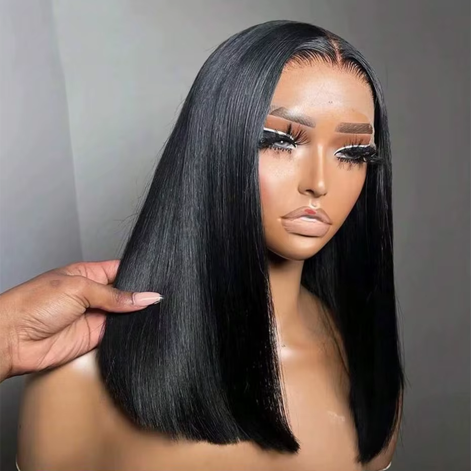 Perruques Courtes Bob en Cheveux Humains Naturels Vietnamiens 250% Haute Densité, Raides comme des B