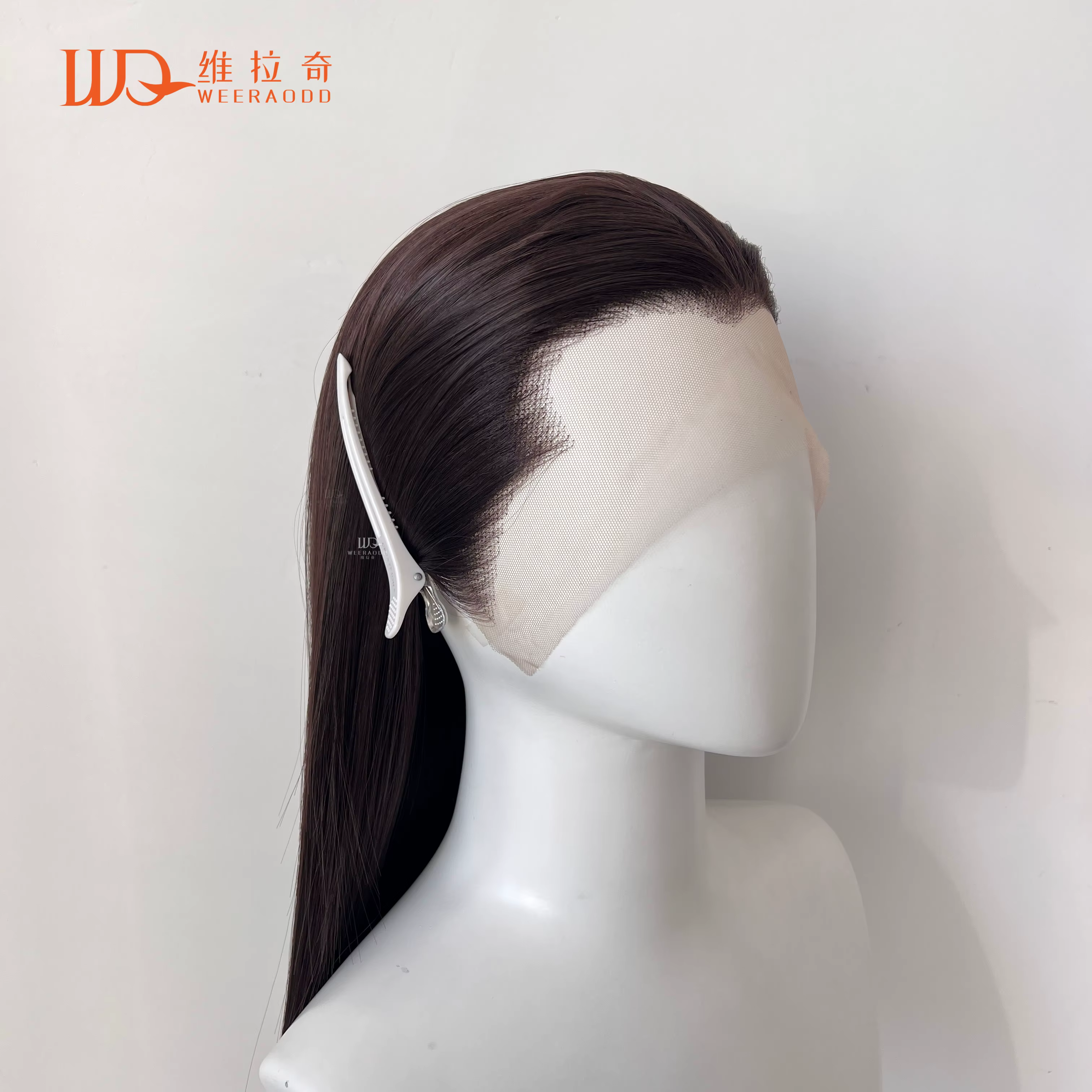 Perruque Lace Front Wig synthétique sans colle, 26 pouces, brun chocolat, naissance des cheveux atta