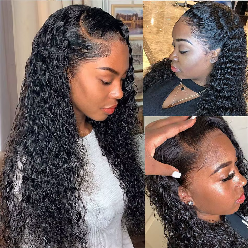 Perruque Brésilienne Naturelle avec Filet de Fixation Frontale en Dentelle, Cheveux Bouclés, Qualité