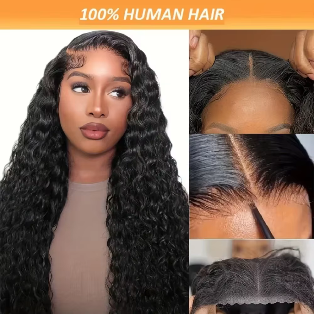 Perruque Wear & Go 30-32 pouces, Deep Wave, nœuds pré-décolorés, closure en dentelle 5x5, sans colle
