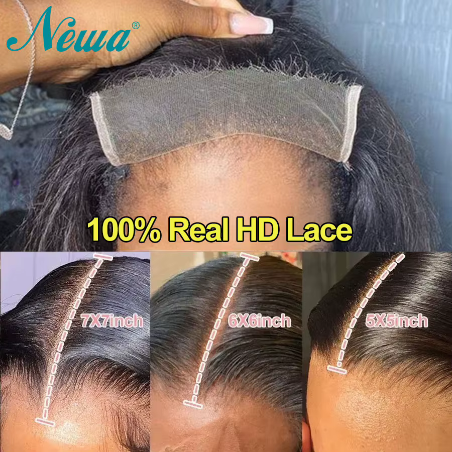 Perruque Naturelle Lisse Ultra Ajustée pour Femme, Cheveux Humains, 13x6, HD, Pre-Plucked, 3D, avant