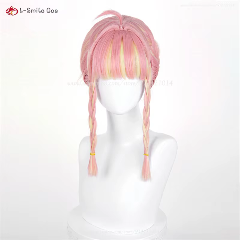OW Mercy Angela Ziegler Cosplay perruque 40 cm rose or mixte perruques pour femmes Cosplay Anime Cos