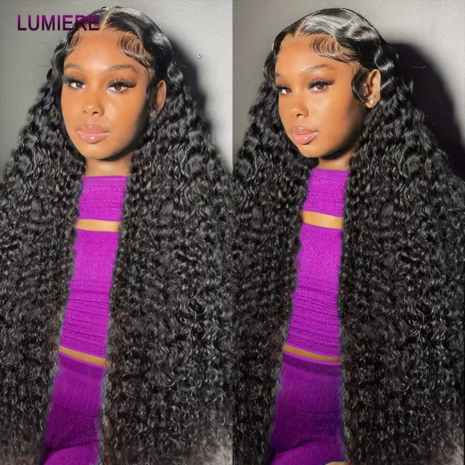 Afro profond crépus bouclés cheveux humains 3/4 Bundle avec fermeture frontale en dentelle transpare