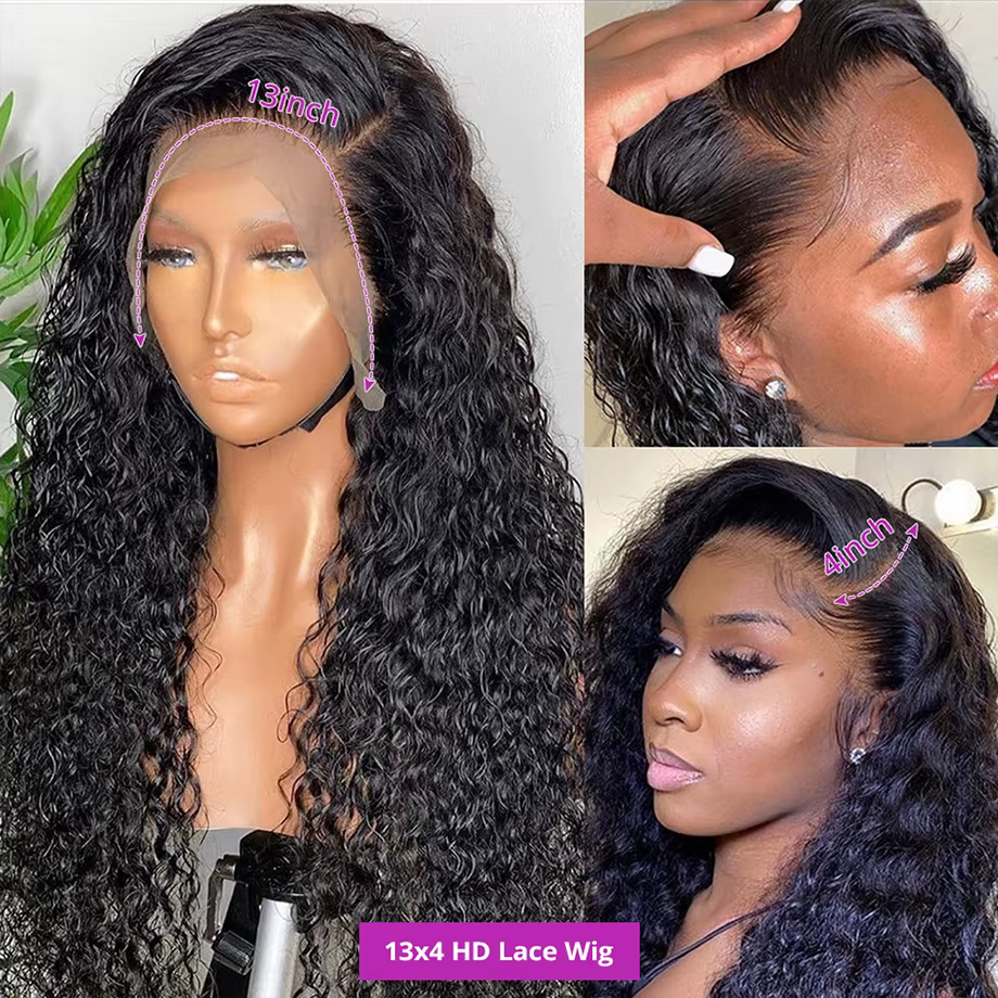 Perruque Lace Front Wig Deep Wave sans colle transparente HD, perruque Frmetals, pre-à-porter, ferme