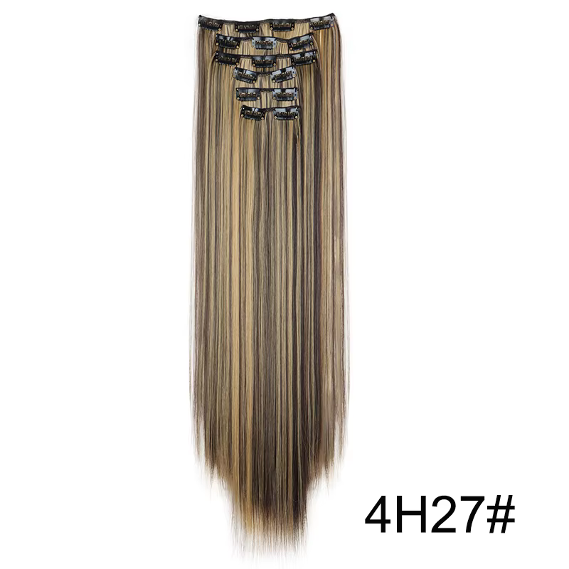 Extensions capillaires synthétiques 24 pouces, 16 Clips, coiffure longue et lisse, postiche Blonde n