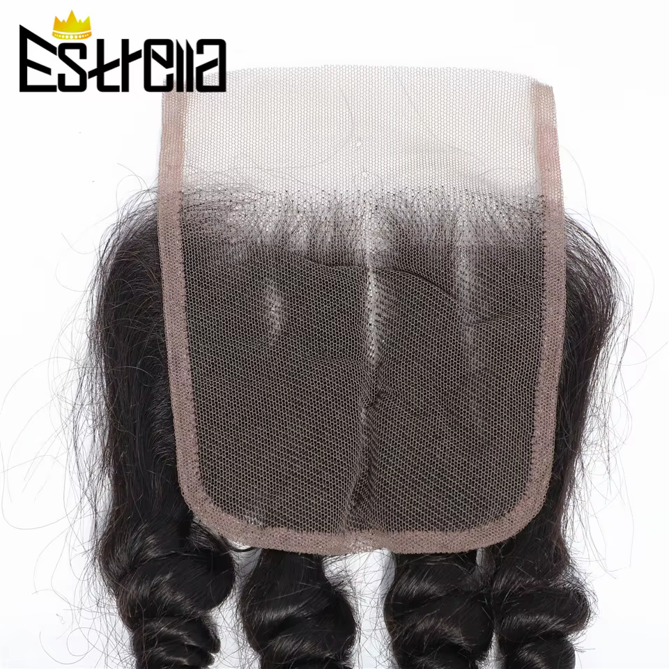 Mèches Brésiliennes Naturelles Bouclées avec Closure, Cheveux Humains, Rebondissants, 4x4, 3 Lots
