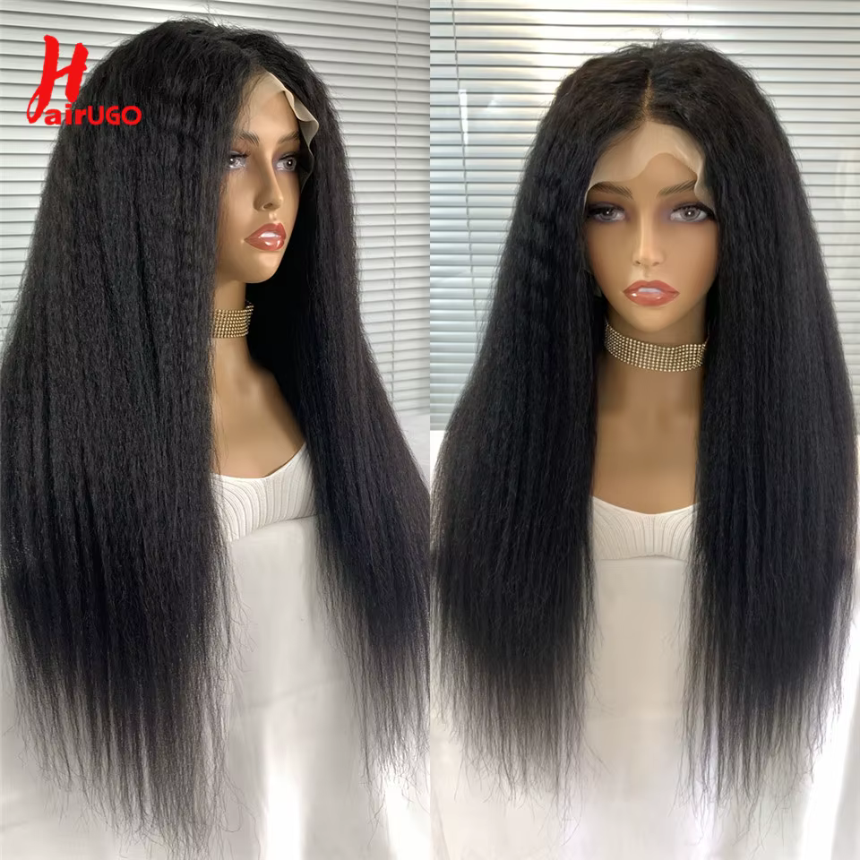 Perruques de cheveux humains avant de dentelle droite crépue 13x4 perruques avant de dentelle perruq