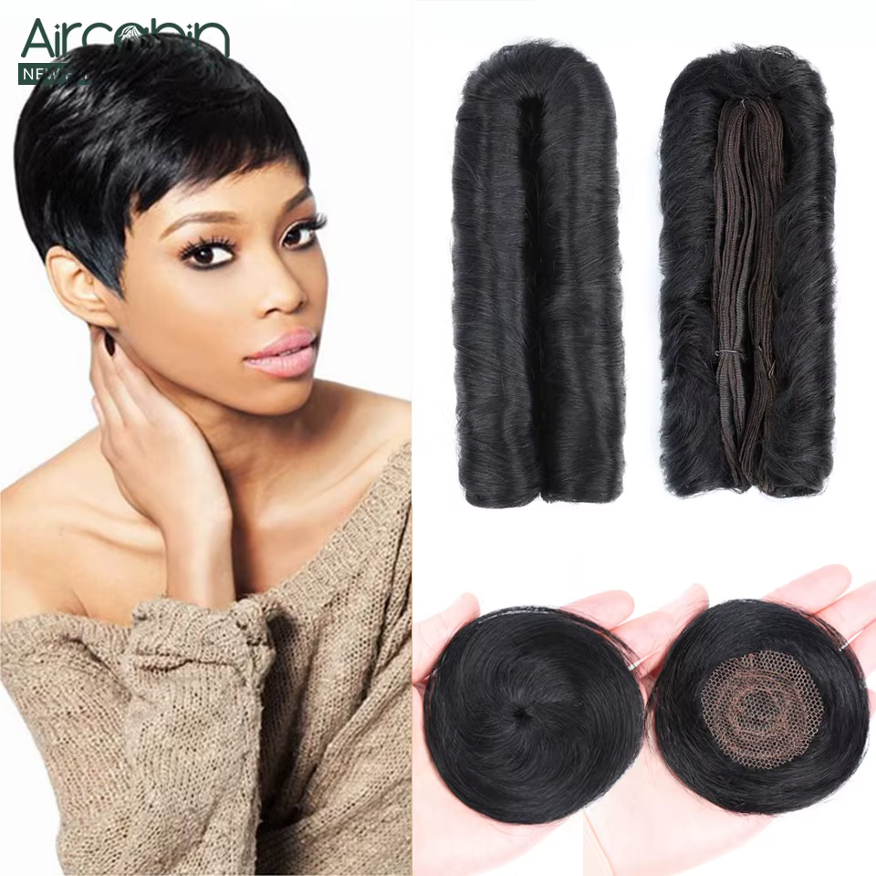 Bundles de cheveux humains naturels avec fermeture, extensions de cheveux humains courts, une tête c