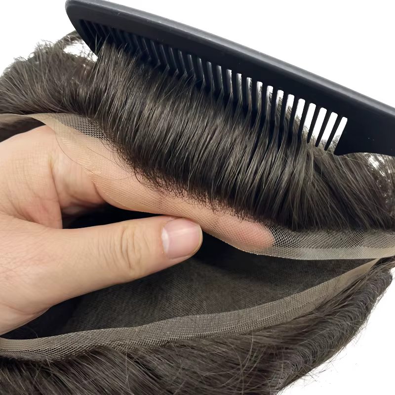 HRF cheveux pleine dentelle suisse remplacement de cheveux humains hommes toupet perruque système de