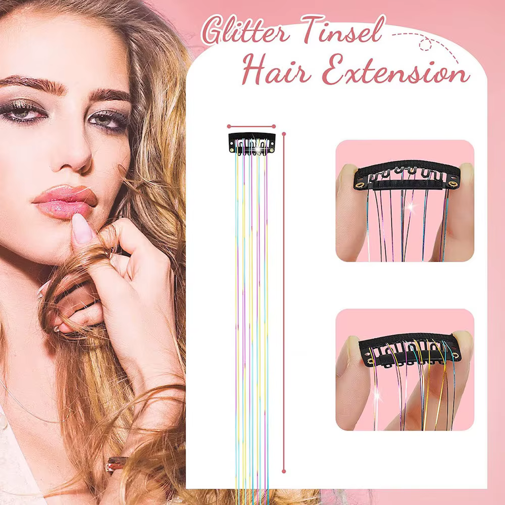Extensions capillaires synthétiques brillantes pour femmes, 6 pièces, 50cm, Extensions capillaires p