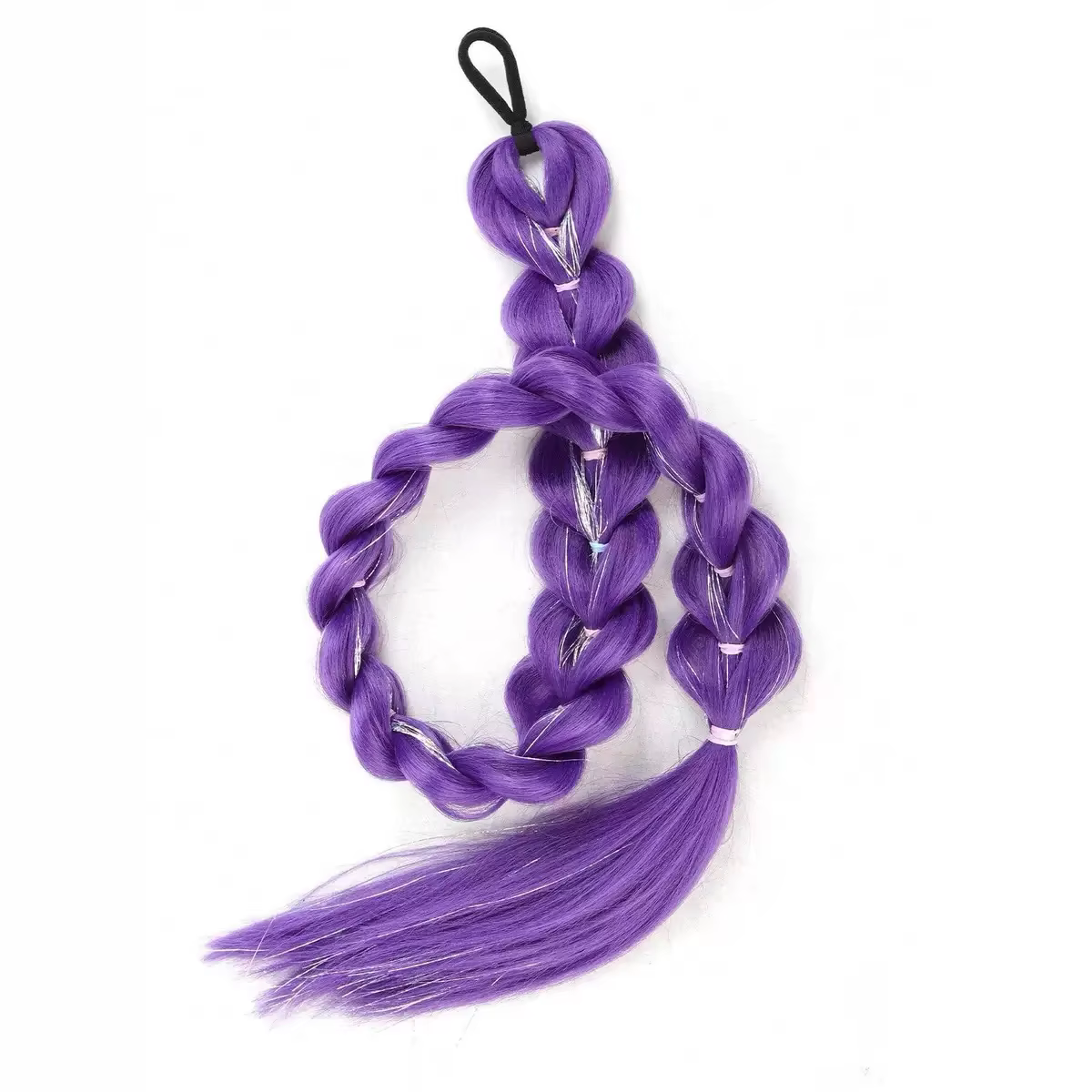 Perruque tressée synthétique violette de 32 pouces, pailletée et métallisée, pour costume de Noël po