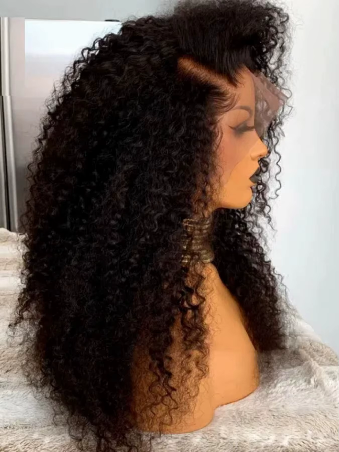 Perruque synthétique noire bouclée crépue 13x4x1 avec dentelle frontale pour femmes noires, queues d