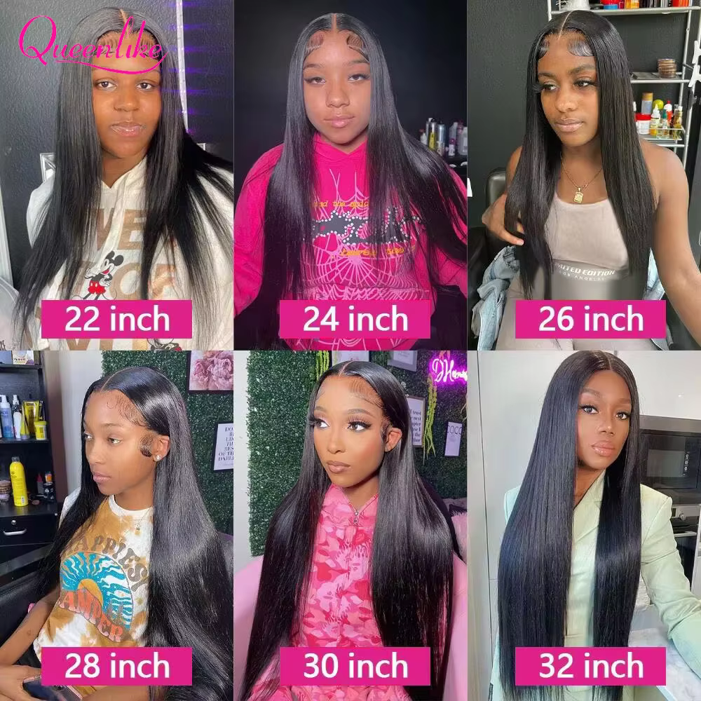 Extensions de cheveux humains lisses Queenlike 12A avec closure 4x4 5x5 6x6 13x4 en dentelle, 3 mèch