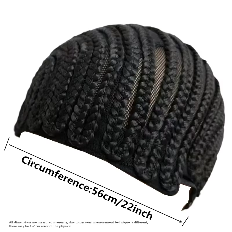 Bonnet de perruque tressé noir style cornrow, facile à coudre, sans colle, respirant, pour tissage d
