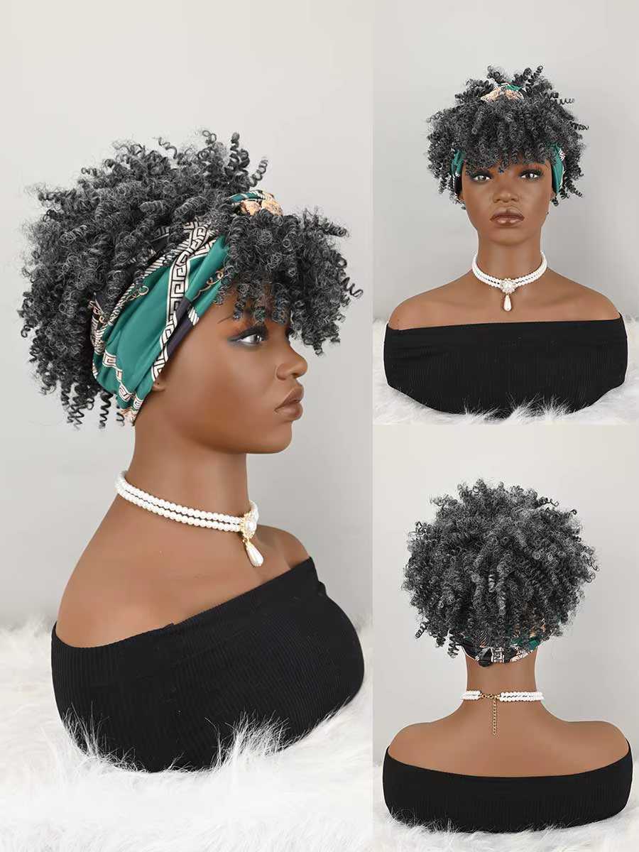 Perruques bandeau pour femmes, perruque afro bouclée synthétique courte avec bandeau intégré, perruq