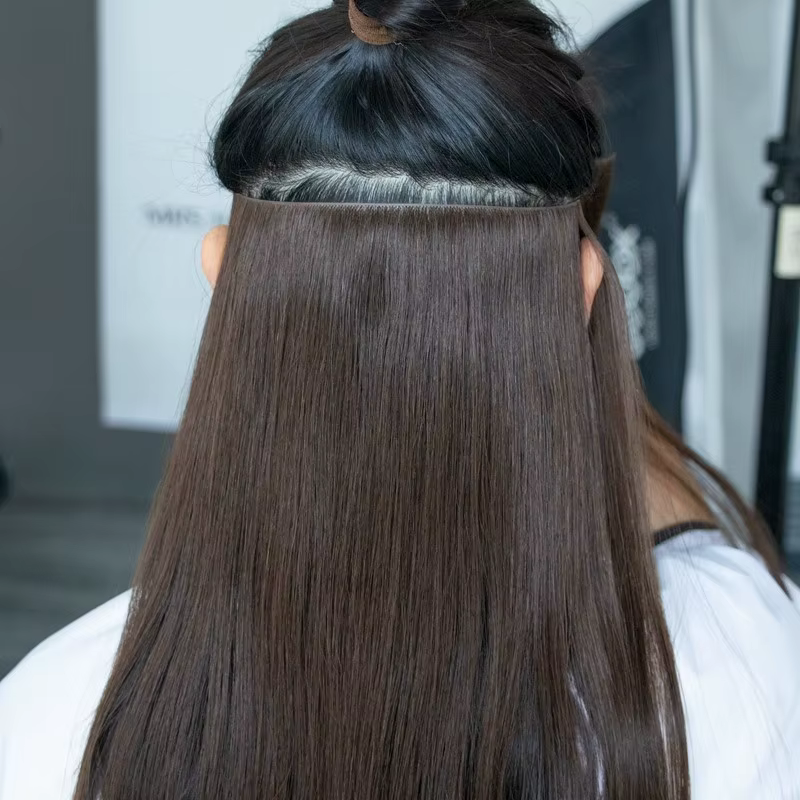 Bande injectée dans les Extensions de cheveux Invisible longue bande PU trame paquets de cheveux hum