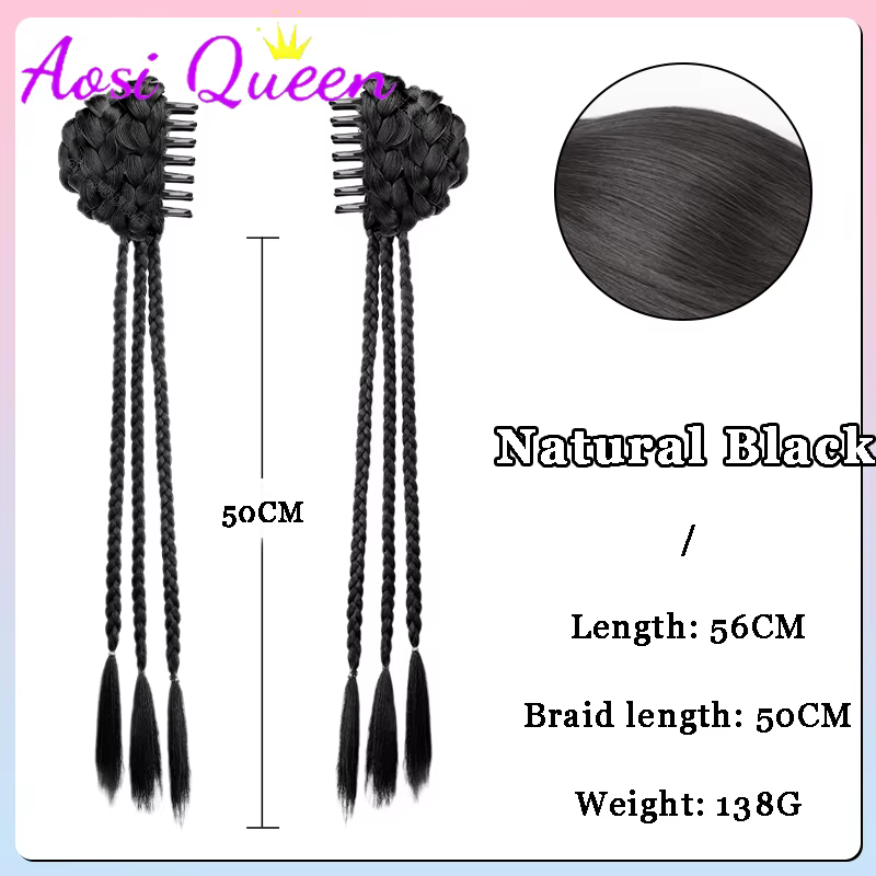 AOSI perruque synthétique tresse nouveau chinois Double queue de cheval torsion boxe tresse perruque