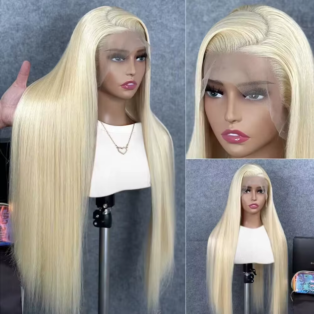 30 36 pouces 13x6 os droit 613 Hd miel blond dentelle avant perruques de cheveux humains brésilien 1