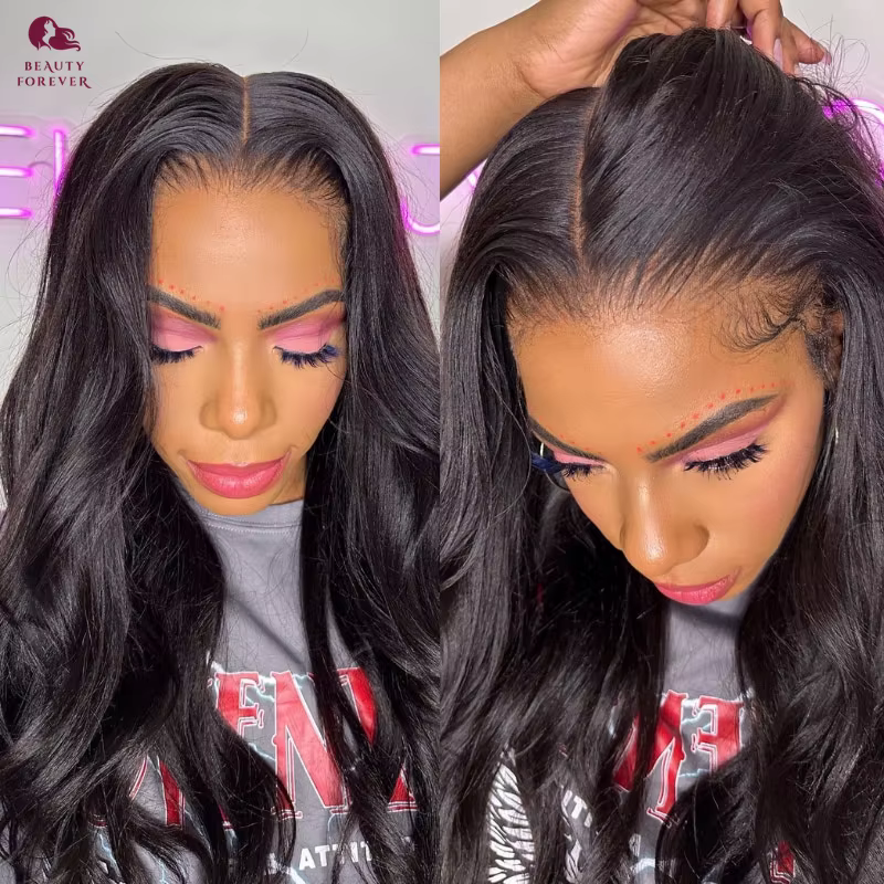 Beautyforever brésilien Yaki droite sans colle perruque de cheveux humains 7x5 Bye Bye noeuds porter