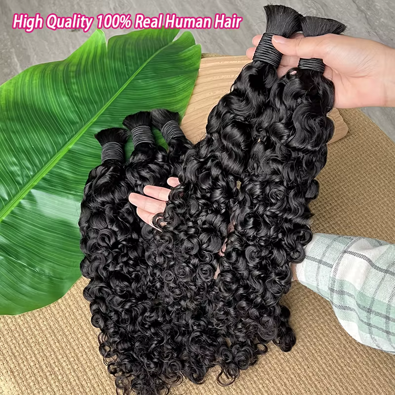 Cheveux humains en vrac bruts pour tresser en gros birmans bouclés Boho tresses Extensions de cheveu