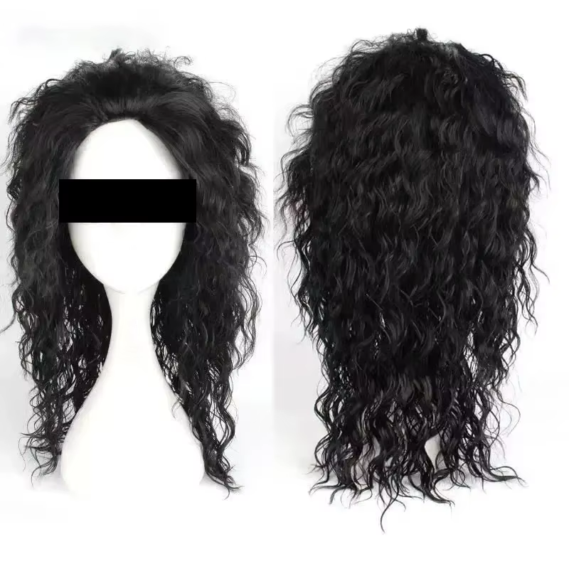 Perruque noire mi-longue bouclée pour cosplay Michael Jackson, perruque de jeu de rôle Michael, perr