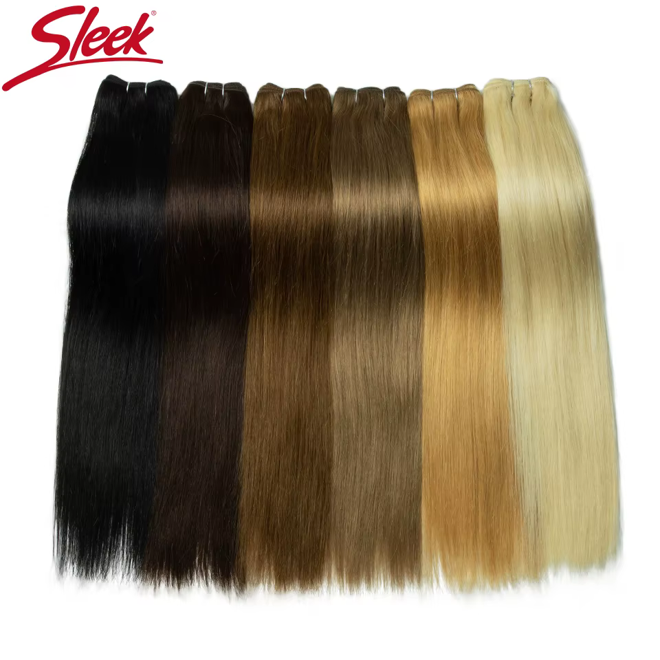 Lots de mèches de cheveux naturels élégants pour femmes 4 # Extensions de cheveux humains couleur