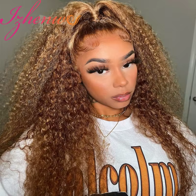 30 pouces HD dentelle mettre en évidence Ombre perruque bouclés couleur cheveux humains 13x6 13x4 va