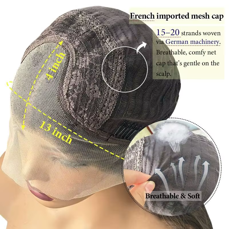 Perruque à dentelle frontale avec mèches blondes brunes pour coiffure de mariage, longue et droite, 