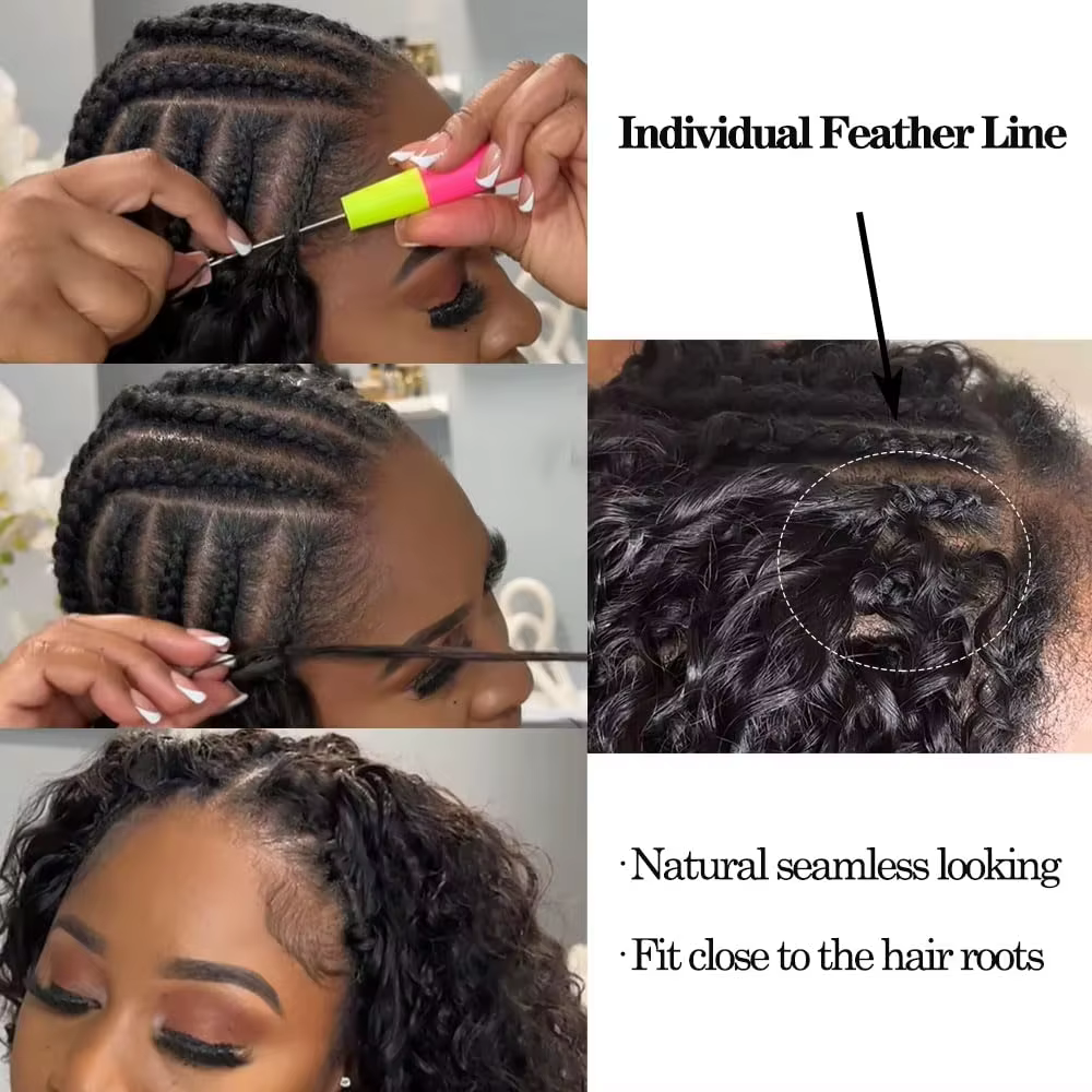Extensions de cheveux humains bouclés au crochet, pré-séparées, sans nœuds, pour tresses, pour femme