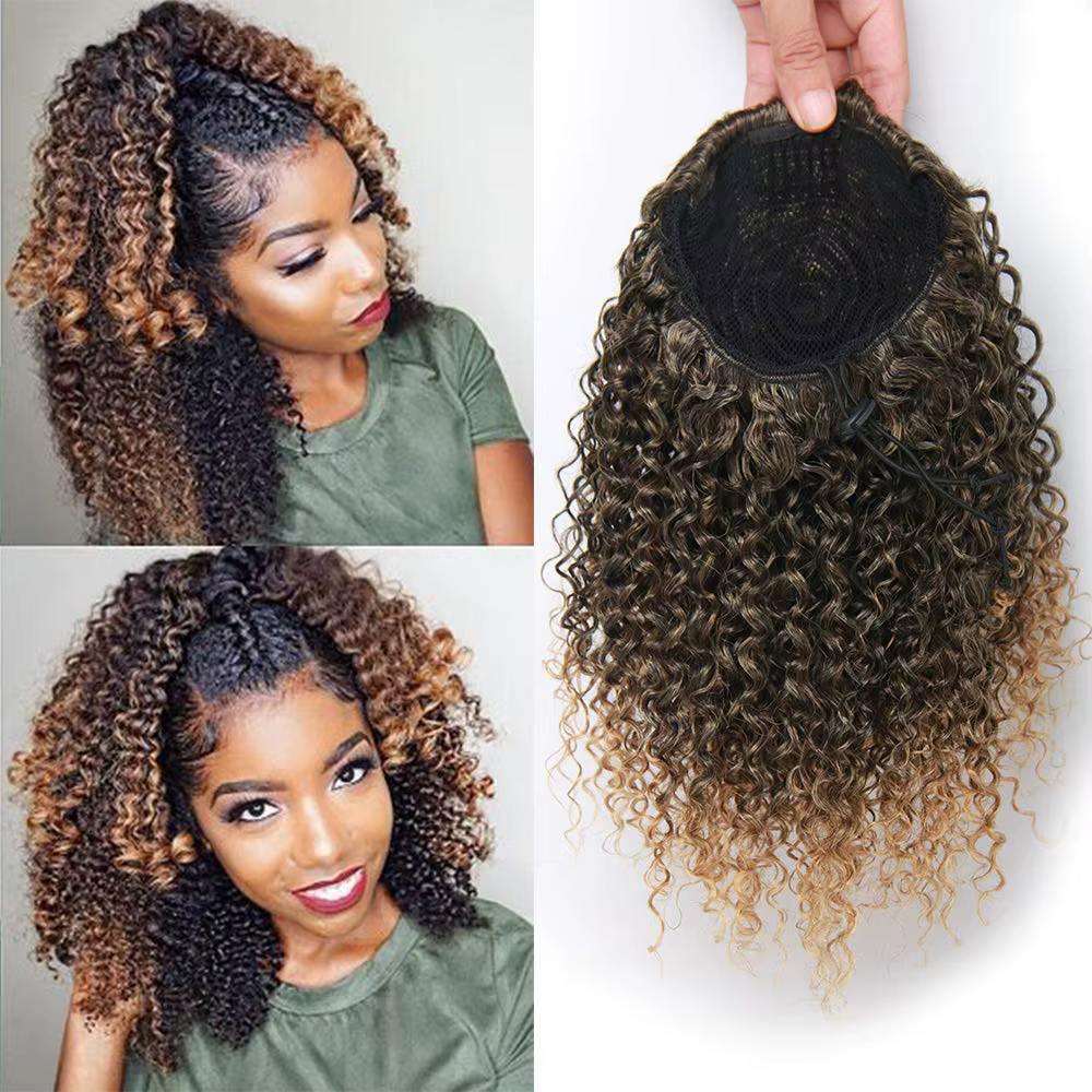 Synthétique court Afro crépus bouclés queue de cheval morceau de cheveux pour afro-américain queue d