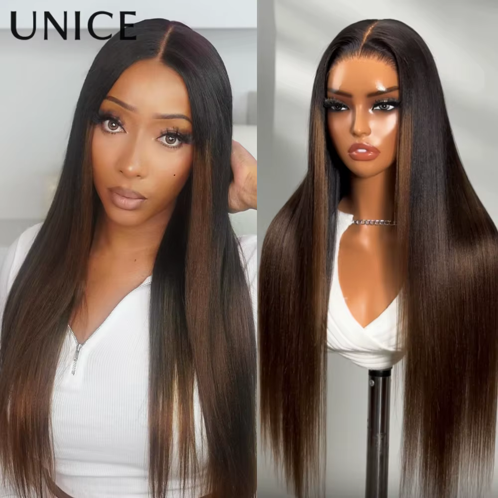 UNICE 7x5 & 13x4 pré coupé pré blanchi sans colle perruques cheveux humains cordon casquette Chesnut