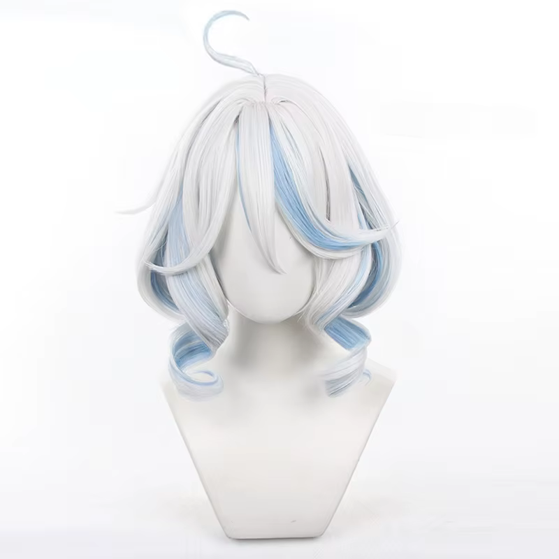 Perruque Cosplay Synthétique Courte Focalors pour Femme, Genshin Impact Furina, Deux Poignées, Coiff