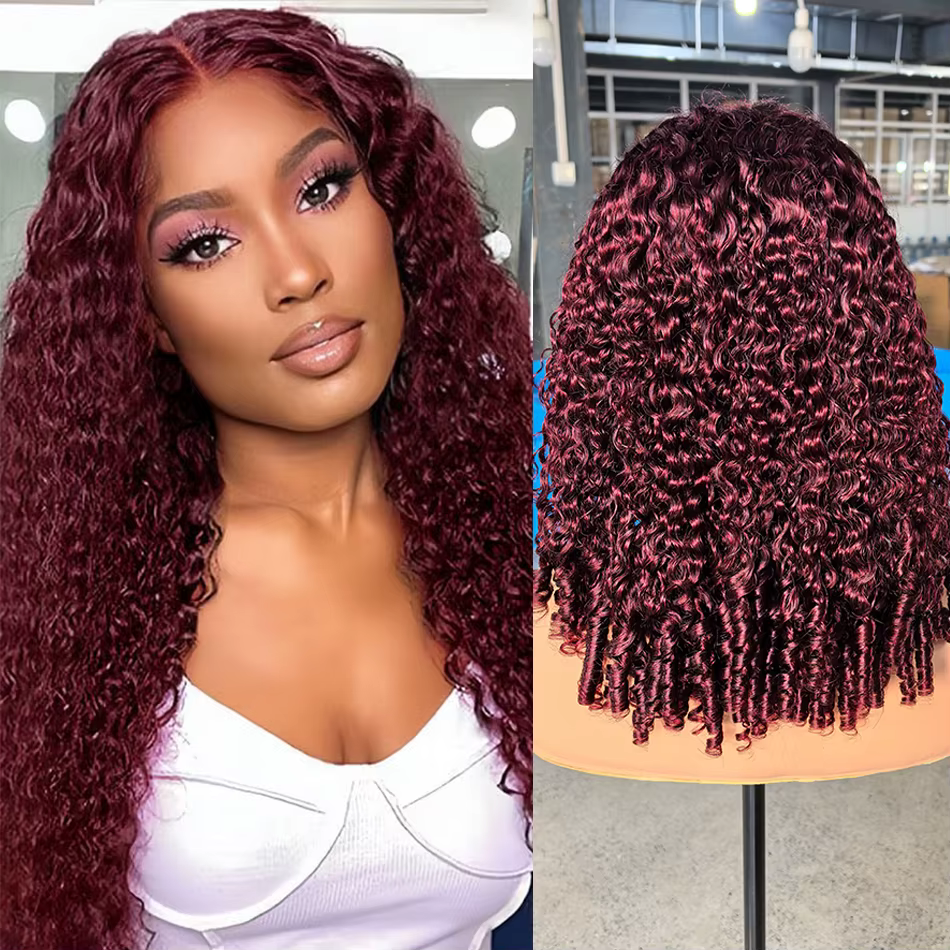 Perruque de cheveux humains bouclés birmans 100%, avec extrémités bouclées en spirale, 5x5, sans col
