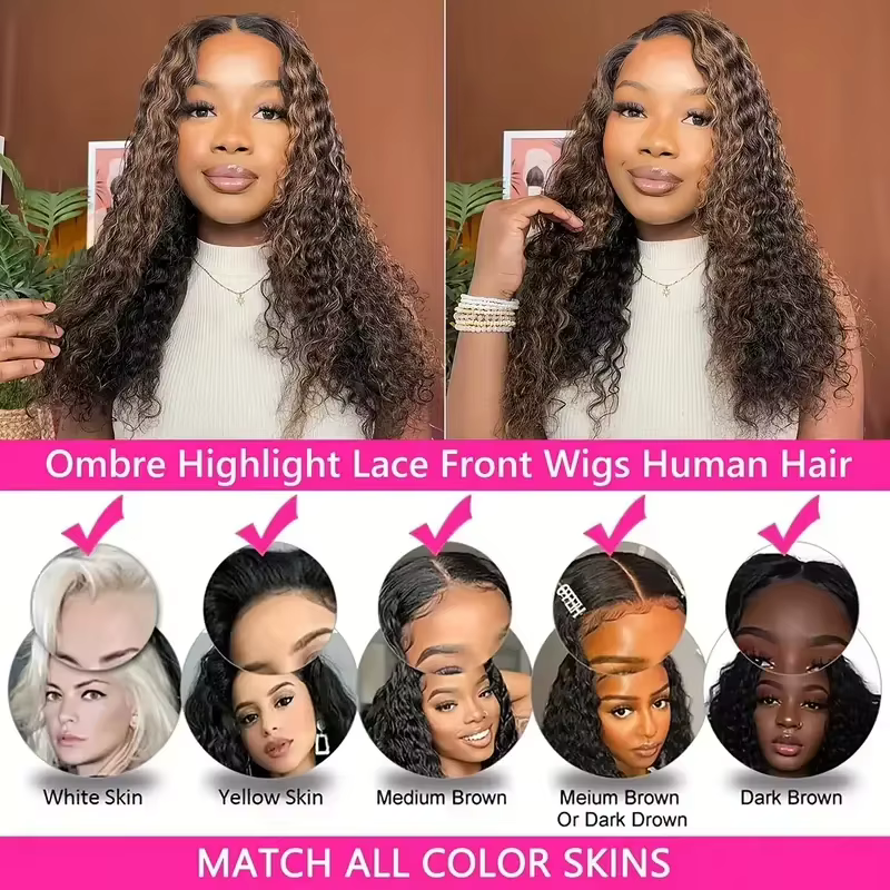 Perruque en cheveux humains sans colle, couleur marron ombré 1B/30, pré-épilée, avec dentelle fronta