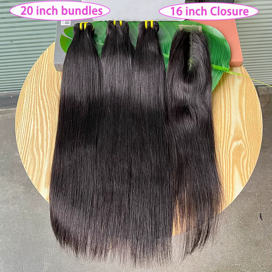 Paquets droits avec 2x6 HD fermeture à lacets Invisible cheveux humains couleur naturelle Extensions