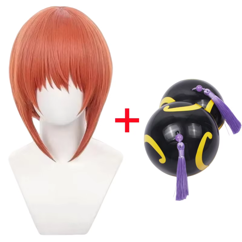 Perruque de cosplay Kagura avec couvre-chef inspirée de l'anime Gintama pour filles et femmes, acces