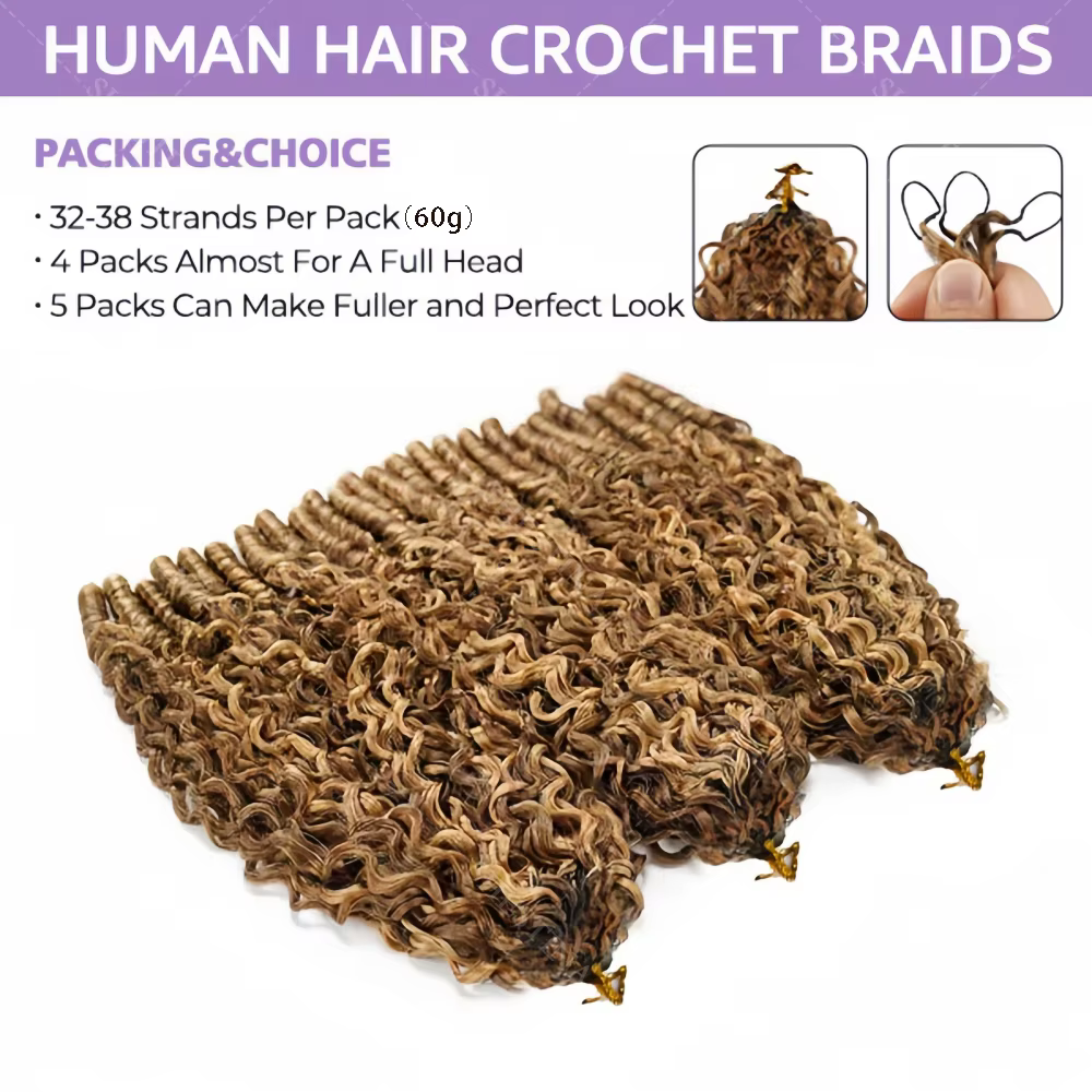 Cheveux humains bouclés birmans pré-bouclés blonds avec mèches, nœuds miracle, pour tresses au croch