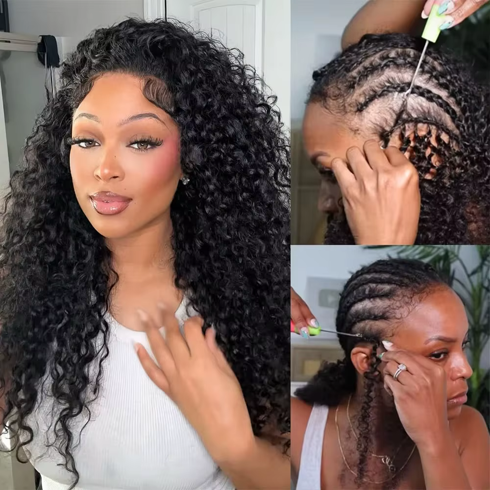 Extensions de cheveux humains au crochet Dialola Invisible Curly, boucles profondes Pixie, cheveux a