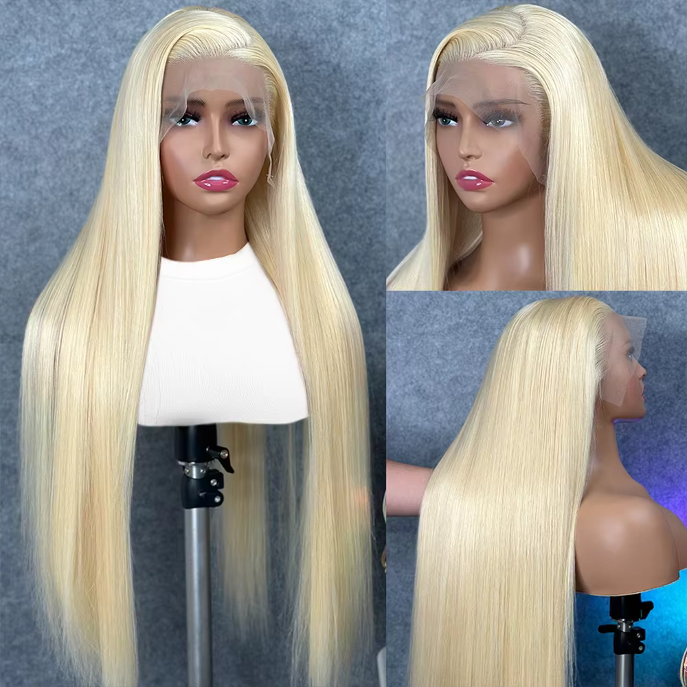 Perruque Lace Frontal Wig brésilienne naturelle, cheveux lisses, blond 613 HD, 13x6, 13x4, transpare
