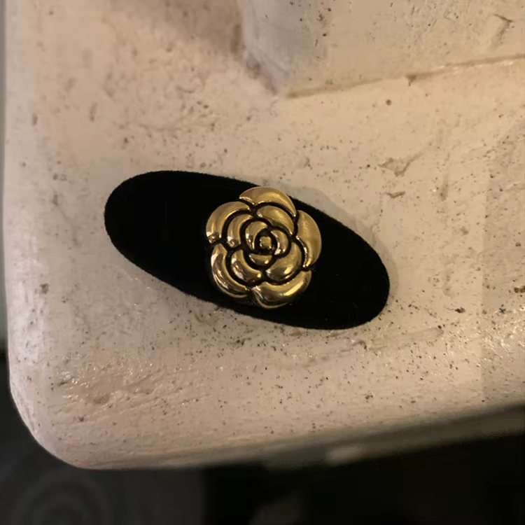 Barrettes camélia en velours noir pour femmes, pinces à cheveux Vintage en métal doré Rose camélia, 