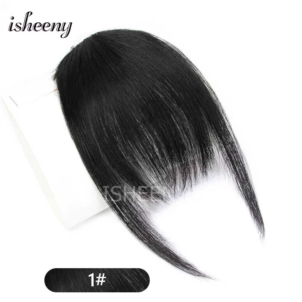 Isheeny Frange en cheveux humains naturels, 1 pièce à clipser, pour coiffure avec cheveux clairsemés