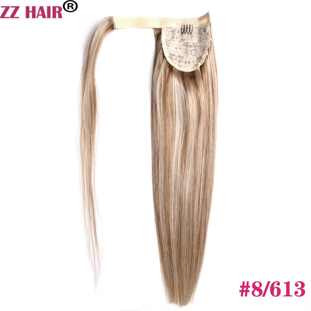 ZZHAIR-Extensions de Cheveux 100% Naturels Remy, Queue de Cheval Ronde Magique, Faits à la Machine,