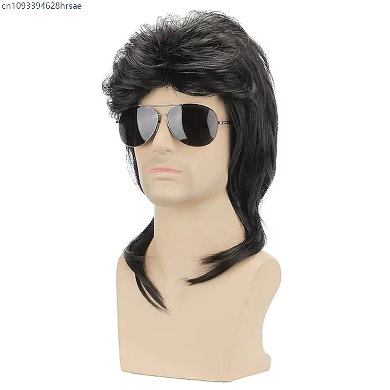 Perruques de mulet pour hommes, Costumes des années 70 et 80, accessoire de fête fantaisie, cheveux 