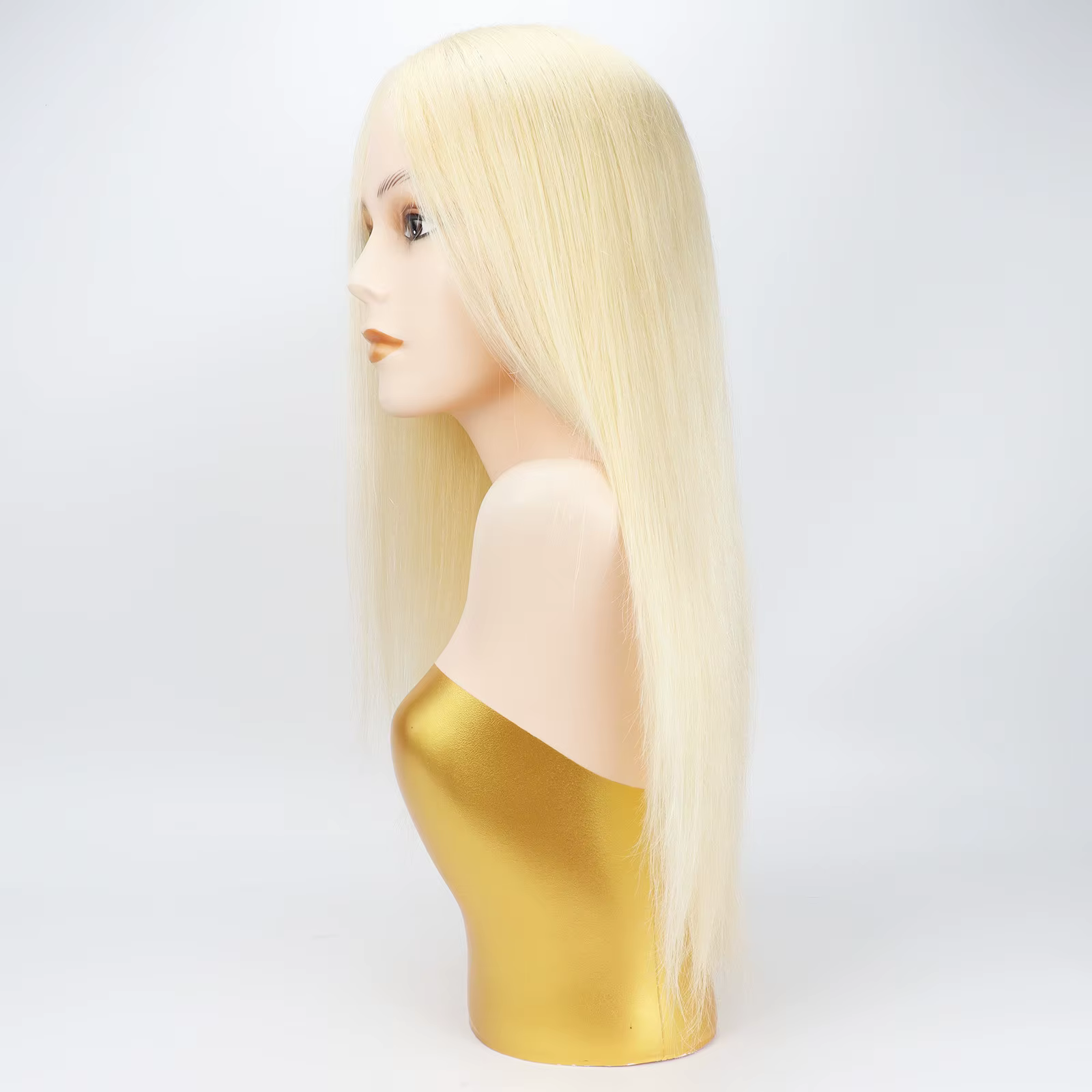 # Perruque en cheveux humains blonds 613, la plus claire, 6x6 pouces, avec dessus en soie et contour