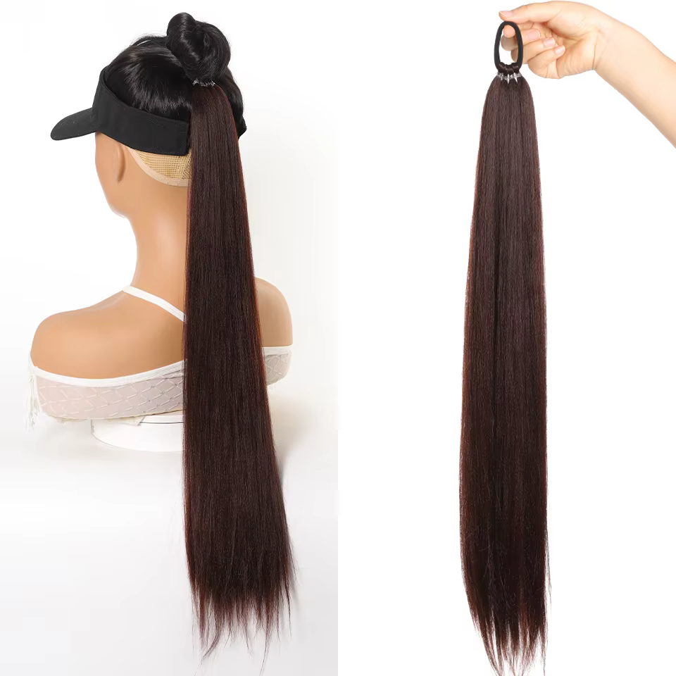 Queue de cheval droite synthétique de 28 pouces avec Extensions de cheveux élastiques à la mode pour