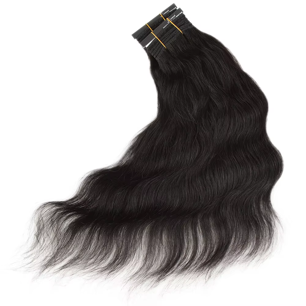 Lots de Cheveux Humains Élégants pour Femmes, 100% Cheveux Humains Non Traités, Ondulés, Double Tram