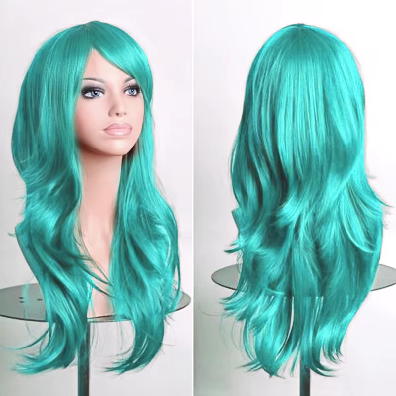 Soowee 70 cm de Long perruques synthétiques rose violet Cosplay perruque ondulée Halloween Costume c